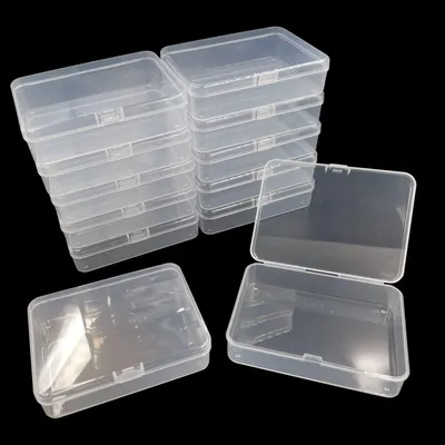 12er-Set transparente Kunststoff-Aufbewahrungsboxen mit Klappdeckel