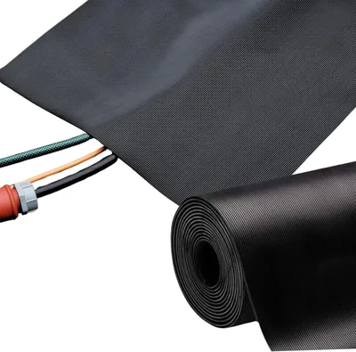 Produktbild von Floordirekt Kabelschutzmatte fein gerippt 50 x 1000 cm – rutschhemmende Gummimatte, 3 mm stark, trittfest & zuschneidbar, In- & Outdoor
