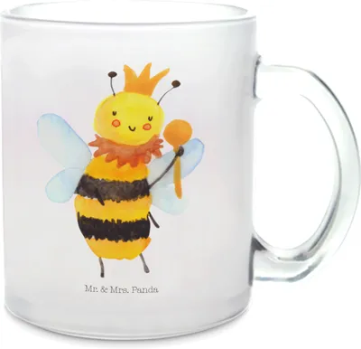 Produktbild von Mr. & Mrs. Panda Tee Tasse Biene König - Transparent - Geschenk, Teeglas, Teetasse, Glas, aus, Kakaotasse