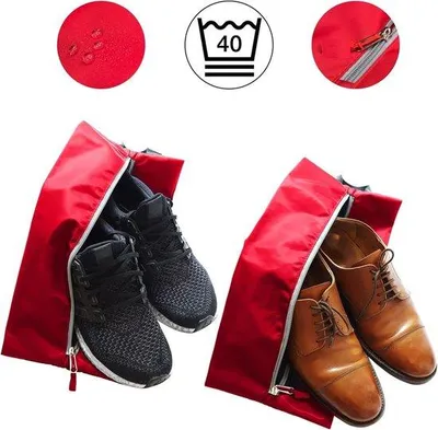 Produktbild von Famanu Schuhentaschen Set - Wasserabweisende Reisetaschen für Schuhe - Rot