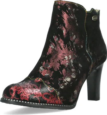 Produktbild von Laura Vita Damen Stiefelette Leder mit Glanzeffekt florales Muster Albane 198, Größe:37 EU, Farbe:Rosa