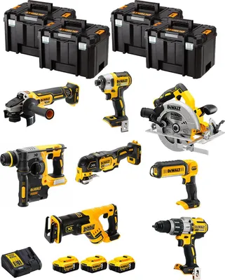 Immagine prodotto di Kit DeWALT DWK803T (DCD996 + DCH273 + DCG405 + DCF887 + DCS355 + DCS367 + DCS570 + DCL050 + 3 x 5,0 Ah + DCB115 + 4 x TSTAK VI)