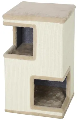 Produktbild von 3-stöckiges Katzentonne für drinnen, halbgeschlossene Katzenhöhle mit Kratzflächen rundum, 2 Katzenhöhlen