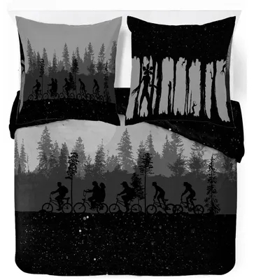 Produktbild von Bettwäsche-Set Stranger Things – Ultraweiche Baumwolle – 200 x 200 cm – Schwarz