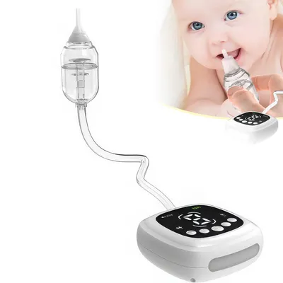 Produktbild von Elektrischer Nasensauger für Babys, 9 Saugstufen für Nasenreinigung bei Kindern, beruhigendes Nachtlicht und Kinderlied, 5 Silikonspitzen