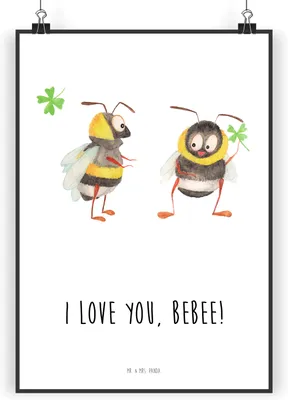 Produktbild von Mr. & Mrs. Panda Bild Bienen Paar DIN A5 - Weiß - Geschenk, drucke, Plakat, Kunstdruck, Freund, für Freundin, Wandbild, Hochzeitstag, wanddeko, Frauen, Valentinstag