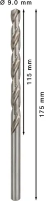 Imagen del producto de Broca de metal, acero rápido (HSS-G), según la norma DIN 340, diámetro: 9,0 mm, cantidad por paquete: 5 unidades