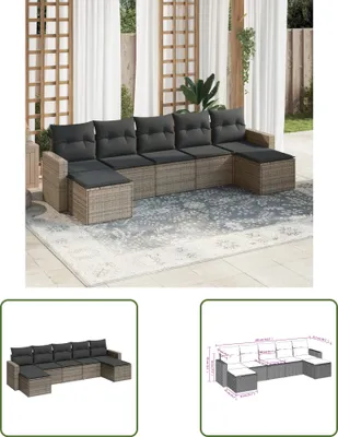 Produktbild von The Living Store 7-tlg. Garten-Sofagarnitur mit Kissen Grau Poly Rattan