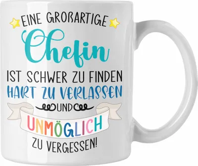 Produktbild von Trendation - Chefin Abschied Abschiedsgeschenk Chefinnen Tasse mit Spruch Grossartige Chefin Geschenkidee (Weiß)