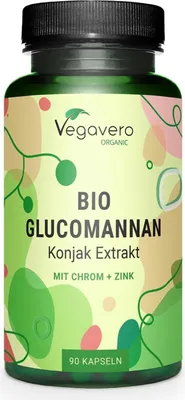 Produktbild von Vegavero Glucomannan  | 90 Kapseln | Konjak Extrakt | mit Chrom + Zink | vegan