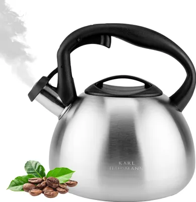Produktbild von Wasserkessel mit Pfeife 3 L EDELSTAHL + KUNSTOFFGRIFF Pfeifkessel Kapazität 3 L