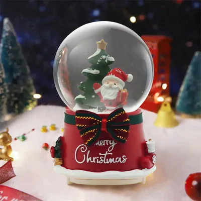 Schneekugel Laterne mit Musik, Weihnachtsmann, Glitzer, 8 Lieder