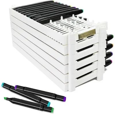 Immagine prodotto di Portapennarelli da ufficio in plastica per PC, per organizzare (6 pezzi, bianco)