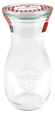 Einmachglas 250 ml, rot/weiß kariert, mit 60 mm Deckel