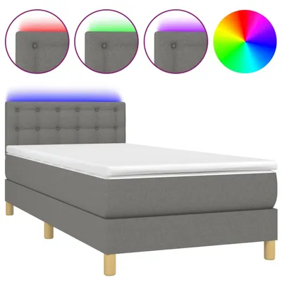 Obrázok produktu pre vidaXL Boxspring posteľ s matracom a LED diódou Tmavo šedá 100x200 cm Látka