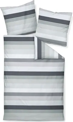 Produktbild von Janine Design Mako-Satin-Bettwäsche-Garnitur J. D. 87097 Farbe platin graphit Größe 135x200+80x80 cm