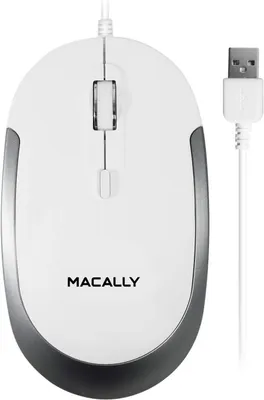 Productafbeelding van DYNAMOUSE-W Optische USB-muis met 2 knoppen, scrollwiel en DPI-knop, geschikt voor Mac en PC, met stille, zachte klikknop(pen). Modern en geschikt voor zowel linker- als rechterhand