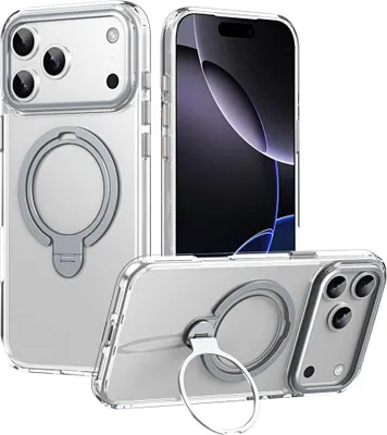 Produktbild von iPhone 17 Pro Max Hülle - Coverup Mattes transparentes TPU Back Cover mit MagSafe Compatible Ring Ständer - Transparent