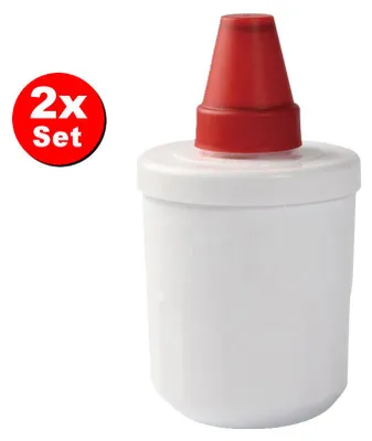 A white water filter with a red cap, with a red circular overlay indicating '2x Set'.