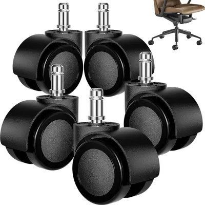 Produktbild von Bürostuhl-Rollen - 11 mm x 22 mm - Set aus 5 Rollen - bis 200 kg - Hartbodenrollen - Bürostuhlrollen - universell einsetzbare Drehstuhlrollen - gummierte Rollen - Bürostuhl - stille, reißfeste - Inhalt: 5 Stück