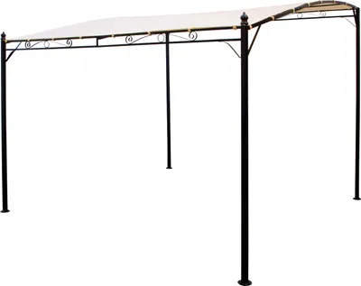 Produktbild von DEGAMO Pavillon Terrassenpavillon Anbaupavillon MANTOVA-XL 3 x 3 Meter, Gestell Stahl schwarz, Plane wasserdicht beschichtet ecru