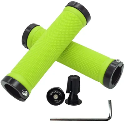 Produktbild von Lenkergriffe Gummi rutschfest für Mountainbike/BMX mit Aluminium-Endstopfen Grün 22,2 mm