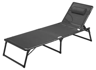Produktbild von Livarno Home Dreibeinliege Gartenliege mit Kopfpolster Atlanta Stahl/Textil grau