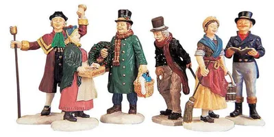 Weihnachtsdorf Figuren Set – 6er Set Polyresin, mehrfarbig, 6,8 cm