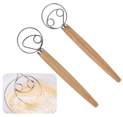 Produktbild von Dänischer Teigbesen - 2er Set aus Edelstahl - 33 cm Länge - Zum Rühren von Brot- und Sauerteig