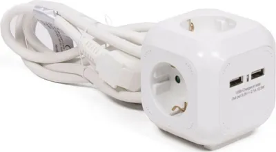 Produktbild von Steckdosenwürfel Steckdosenleiste Steckdose Verlängerung 4-fach, 2 x USB-Schnellladung