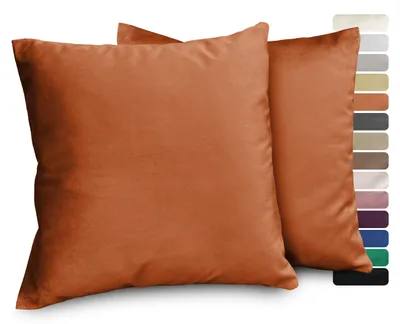 Produktbild von Beautex Samt Premium Kissenhüllen 2er Set, Kissenbezug Sofa- und Dekokissen,Bronze,60x60cm