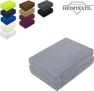 Produktbild von Doppelpack Frottee Spannbettlaken Premium Grau 180 - 200 x 200 cm