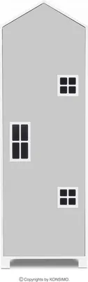 Produktbild von Konsimo Kinderschränke Kindermöbel-Set 3-tlg. Kommode, 2x Bücherregal Hausform Möbel "MIRUM", Weiß, laminierte Platte, Spanplatte, 57x172x45|47x152x45|80x126x45 cm