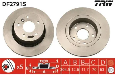 Produktbild von TRW Bremsscheiben (2 Stück) Hinterachse DF2791S