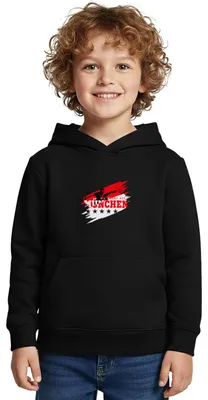 Produktbild von Spreadshirt Die Macht Aus München Ultra Fußball Fan Kinder Premium Hoodie, 158/164 (12 Jahre), Schwarz