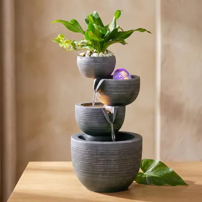 Immagine prodotto di Kamerfontein, cascata con fontana da tavolo a forma di vaso, di piccole dimensioni e con cambio di colore