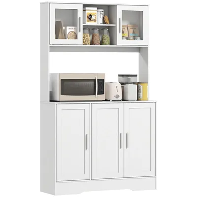 Produktbild von Küchenschrank Skandinavisch 4 Schränke Regale Glastüren MDF Weiß