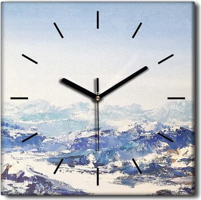 Produktbild von Coloray Uhr auf Leinwand 30x30 cm Wand Uhr Dekoration Wohnzimmer Segeltuch schwarze Hände -Schneegebirge Winter.