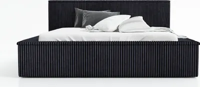 Produktbild von Polsterbett RIO 160 x 200 mit Matratze und Bettkasten. Farbe: Schwarz