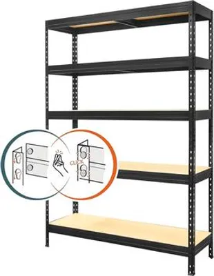 Obrázok produktu pre Kovová Regálová Skriňa 180X120X45 5X275Kg Čierna