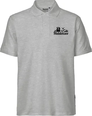 Produktbild von Huuraa Herren Polo Shirt Hiddensee Strandmotiv L Sport Grey Bio Baumwolle Fairtrade Poloshirt Geschenkidee