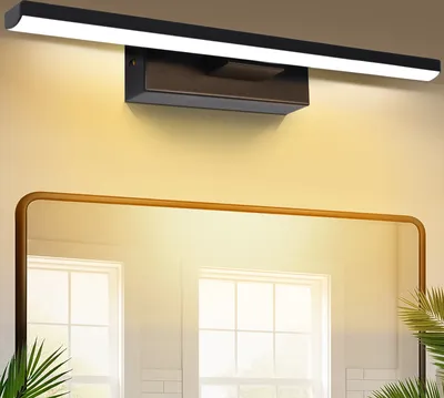 Obrázek produktu pro LED nástěnné osvětlení k zrcadlu do koupelny, otočné o 330°, koupelnová lampa, 50 cm, 10 W, 1000 lm, koupelnová lampa s teplým bílým světlem, nástěnné lampy do koupelny, lampy k zrcadlu, osvětlení toaletního stolku, černá