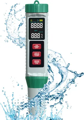 Produktbild von 5-in-1 Wasserqualitätsmessgerät pH, Salzgehalt, TDS, EC & Temperatur Tester für Pool, Trinkwasser, Aquarium