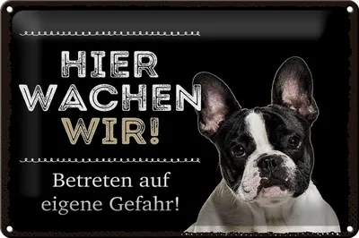 Produktbild von Blechschild Hinweis Hund hier wachen wir eigene Gefahr, 30x20 cm, Blechschilder Tiere Achtung