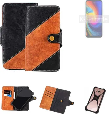Produktbild von K-S-Trade Handyhülle Schutzhülle Bookstyle Case Wallet-Case kompatibel mit UMIDIGI F3 SE Handy Cover Bumper Klapphülle schwarz hellbraun 1x