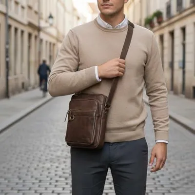Produktbild von Herren Umhängetasche aus Leder im Vintage-Stil