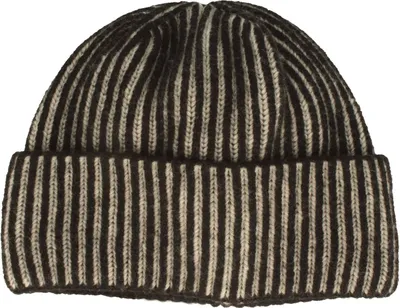 Strickmütze mit Umschlag aus 100% Merino-Wolle von Hut-Breiter in schwarz