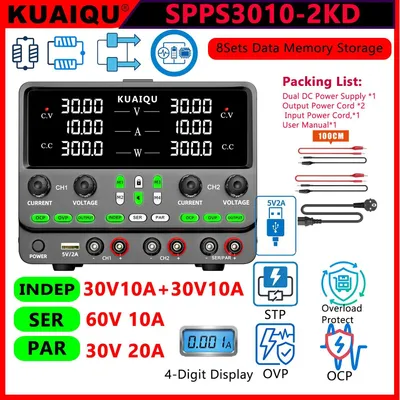 Produktbild von Labor-Netzgerät - SPPS3010-2KD - Programmierbares DC Labornetzteil - Duale Ausgänge - 30V 10A - RS232 RS485 USB - Seriell/Parallelbetrieb