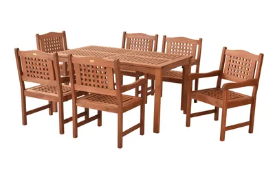 Produktbild von Merxx Gartenmöbel Set Lima 7tlg., 6 Sessel, 1 Tisch 150 x 90 cm - Eukalyptus
