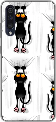 Produktbild von MuchoWow® Handyhülle Schutzhülle Hülle für Telefoonhoesje Samsung Galaxy A30s Muster - Katze - Schwarz - Jungen - Mädchen - Kinder - Kinder Silikon Softcase Handy Hülle - Karteninhaber